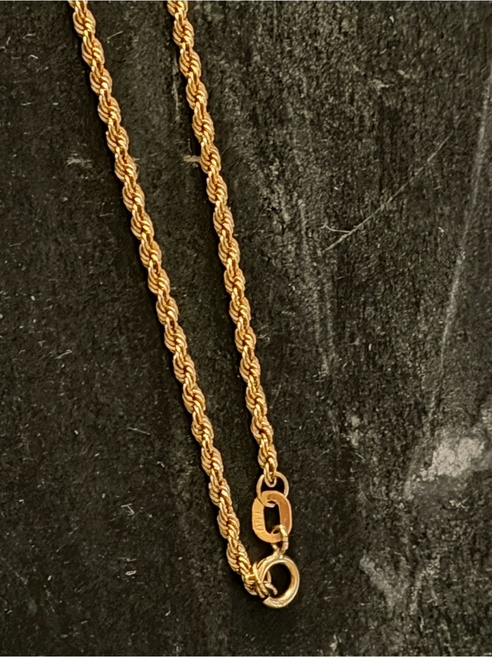 18K REAL Gold Rope Chain Necklace